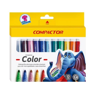 Pincel Color 12 Cores Diversas Compactor 81