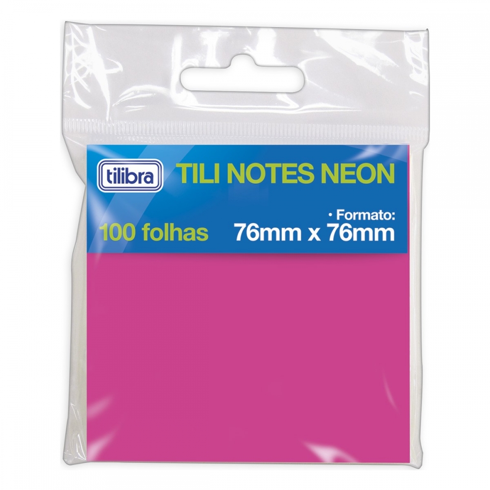 Foto 1 - Bloco Adesivo Tili Notes 76X76mm 100 Folhas Rosa Neon Tilibra 286231