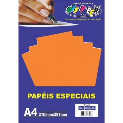 Papel Color PLus Laranja A4 120g 20 folhas Off Paper 7497